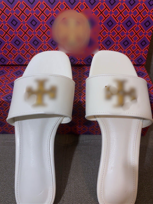 Tb white and gold sandals