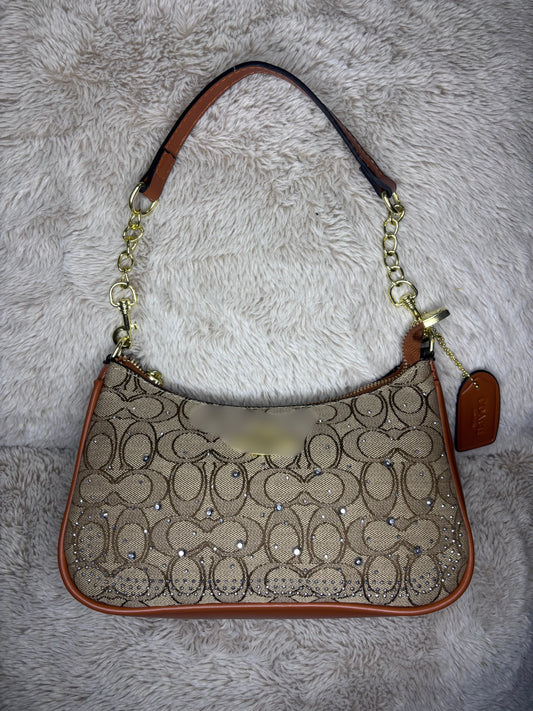 C brown crystal bag