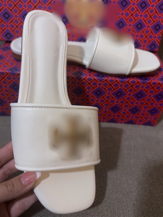 Tb white and gold sandals
